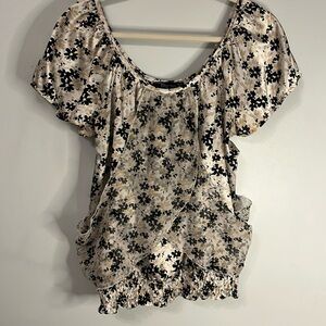 Riley + James Floral Boho Satin Top with Layered Sash Size XL